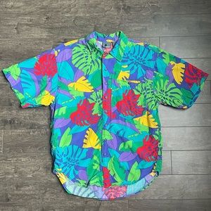 Vintage 90’s Lizwear Short Sleeve Colourful Button-Up Hawaiian Print Shirt